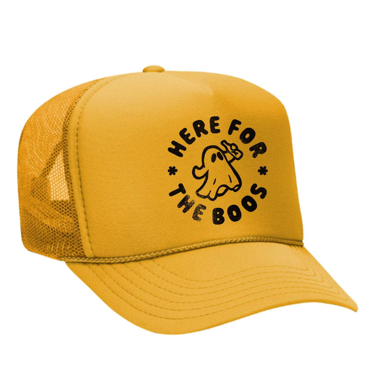 Here For The Boos Foam Trucker Hat - Gold