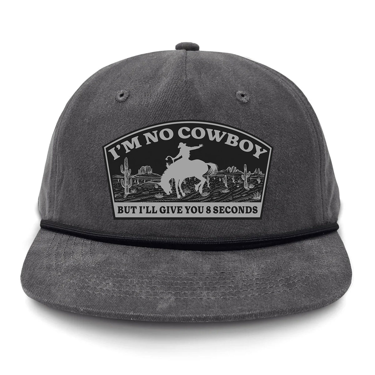 I'm NoCowboy Flat Bill Rope Leather Patch Hat