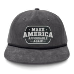 Make America Affordable Again Flat Bill Rope Leather Patch Hat - Gunmetal