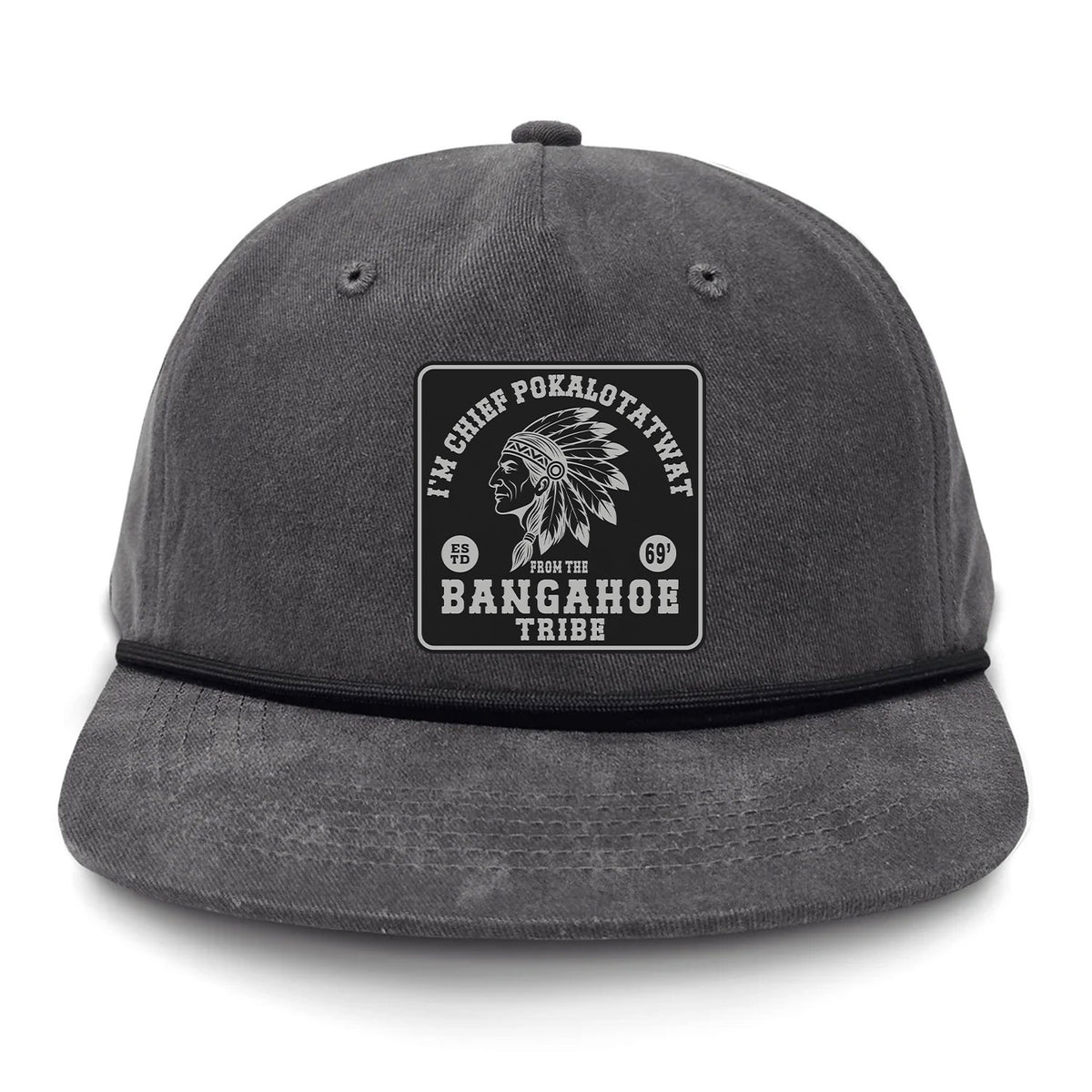 Chief Pokalotatwat Flat Bill Rope Leather Patch Hat
