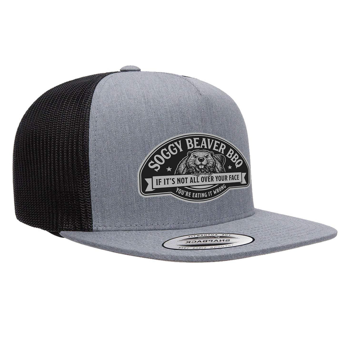 Soggy Beaver BBQ Flat Bill Hat - Heather Black