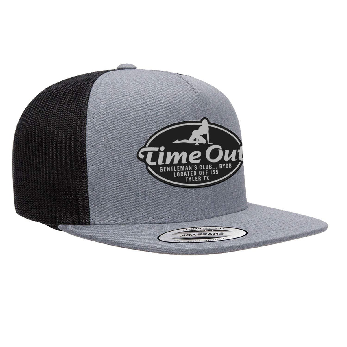 Time Out Gentleman's Club Flat Bill Trucker Hat - Heather Black