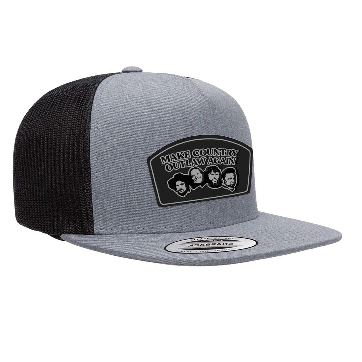 Make Country Outlaw Again Flat Bill Trucker Hat - Heather Black