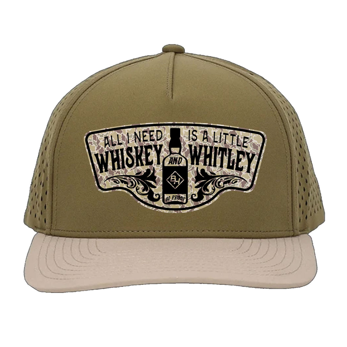 Whiskey & Whitley Green & Tan Patch Hat
