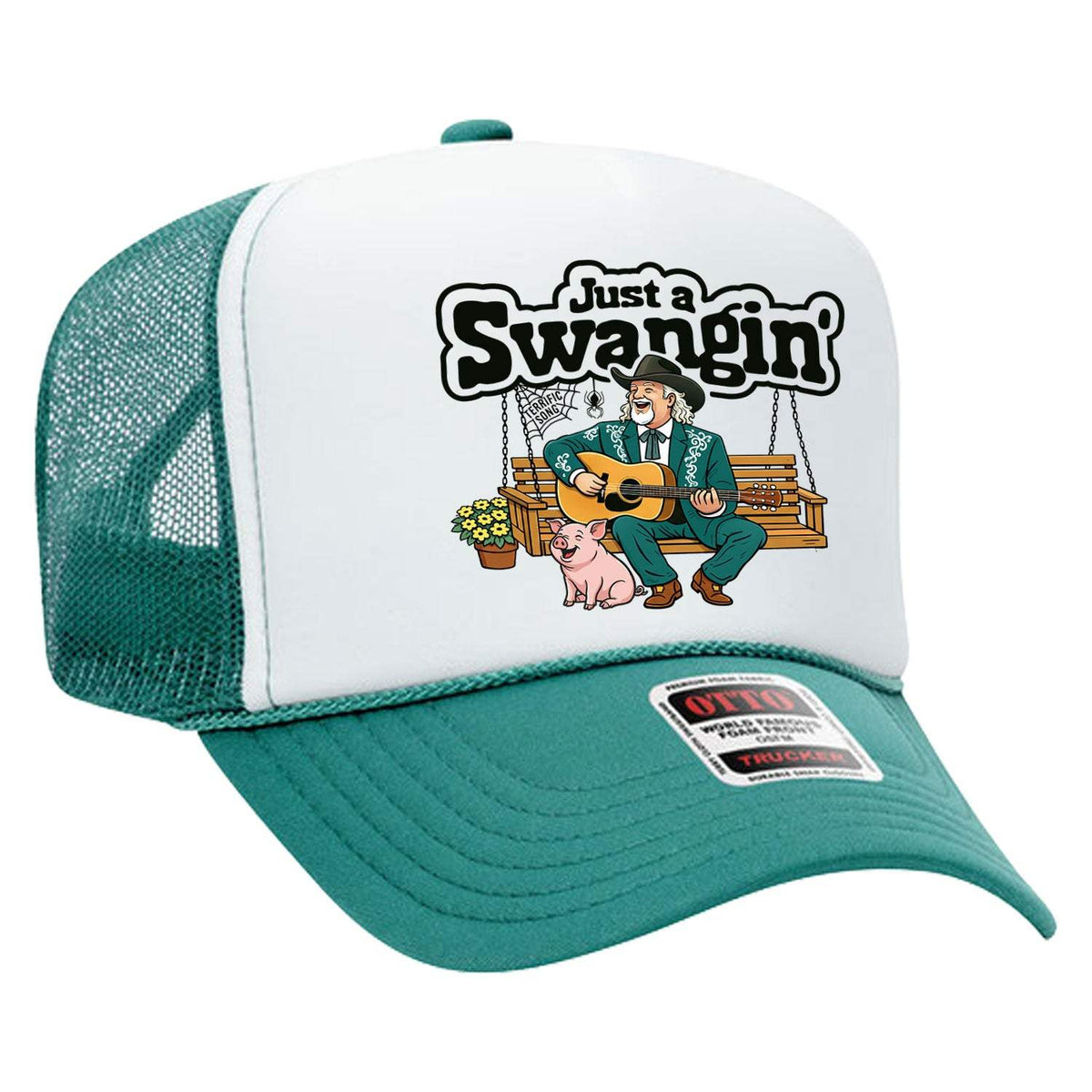 Just A Swangin' Foam Trucker Hat - Jade / White