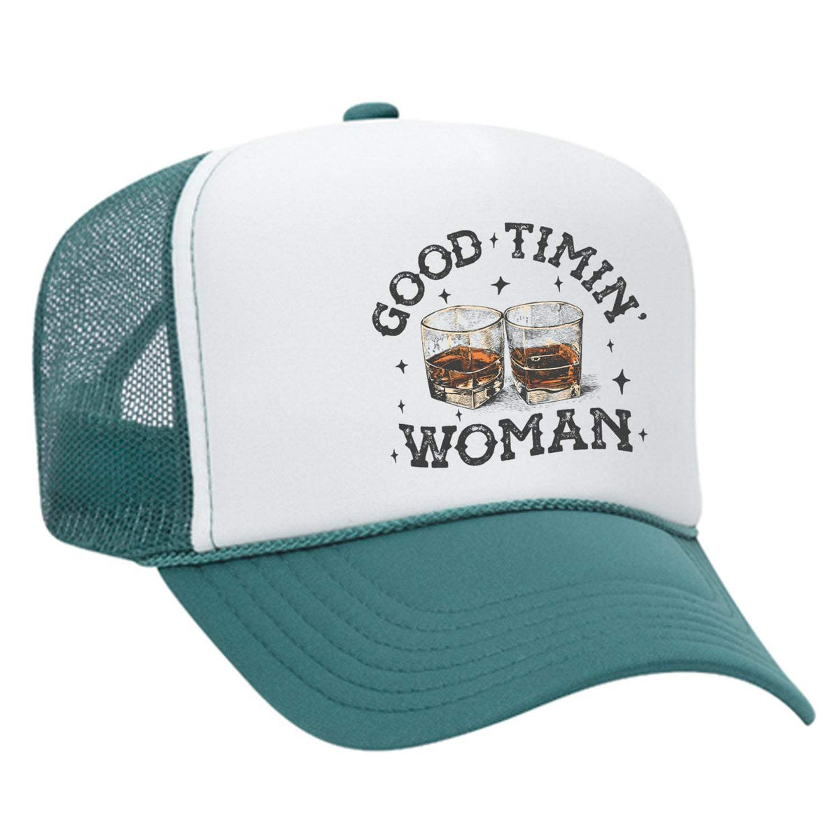 Good Timin' Woman Foam Trucker Hat - Jade / White