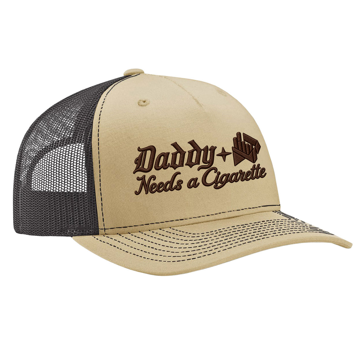 Daddy Needs A Cig Embroidered Trucker Hat