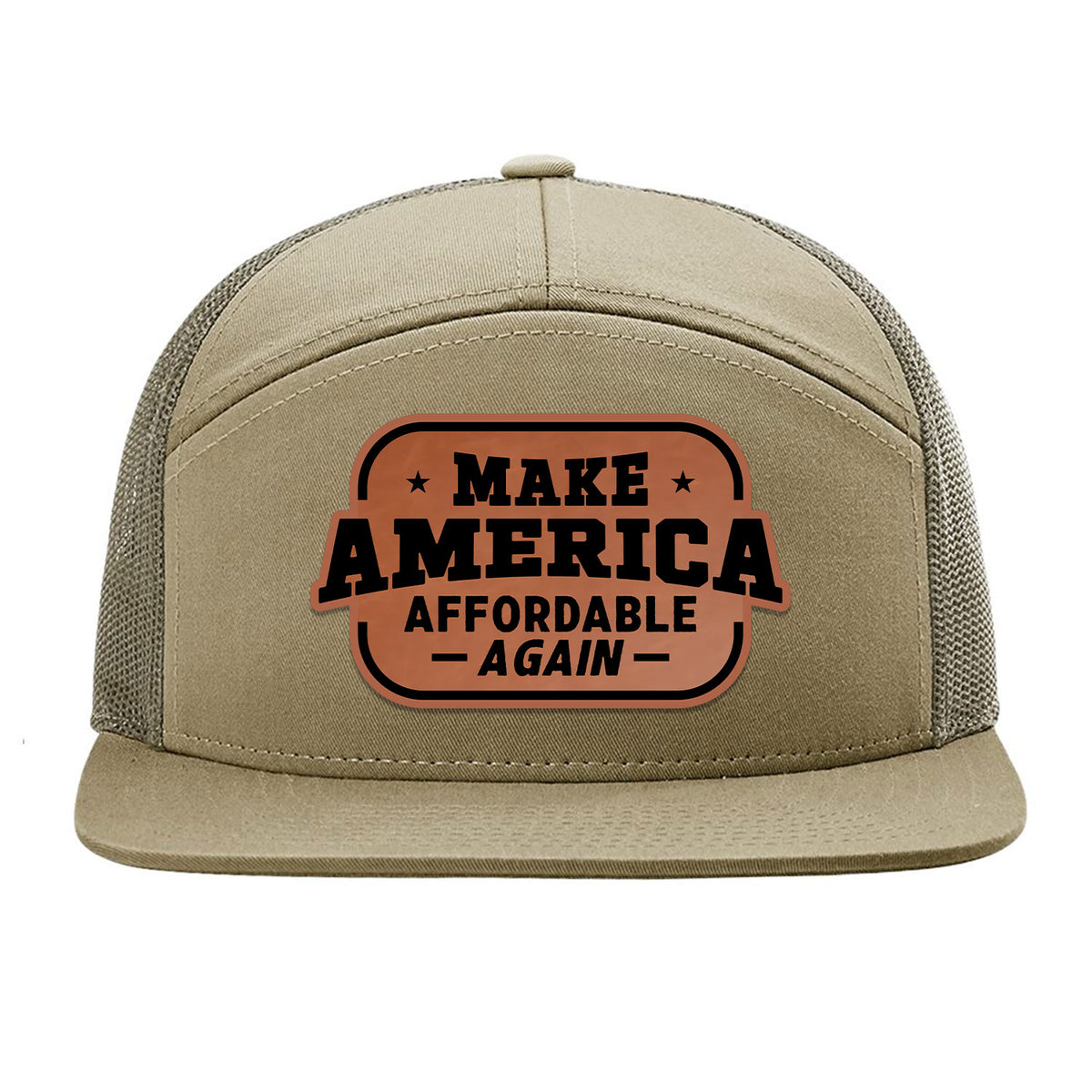 Make America Affordable Again 7 Panel Hat - Khaki / Loden