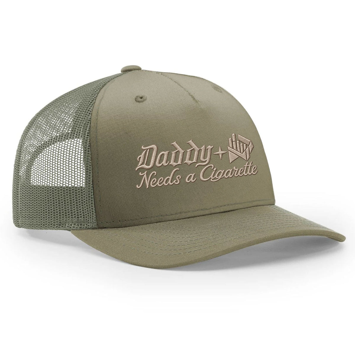 Daddy Needs A Cig Embroidered Trucker Hat