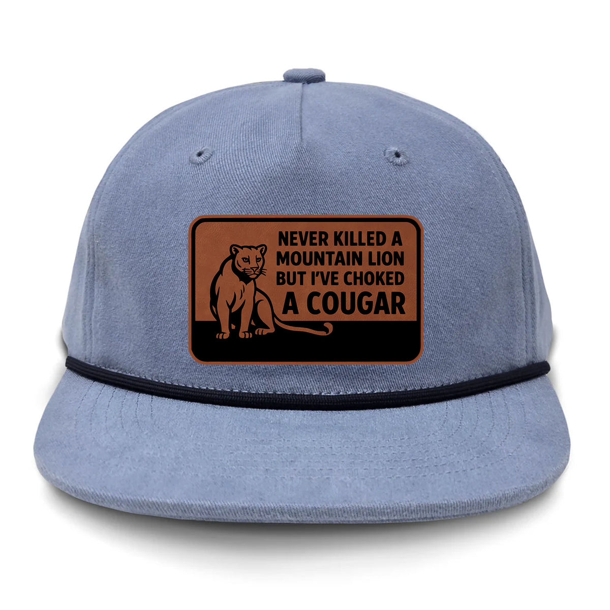Choked A Cougar Flat Bill Rope Leather Patch Hat