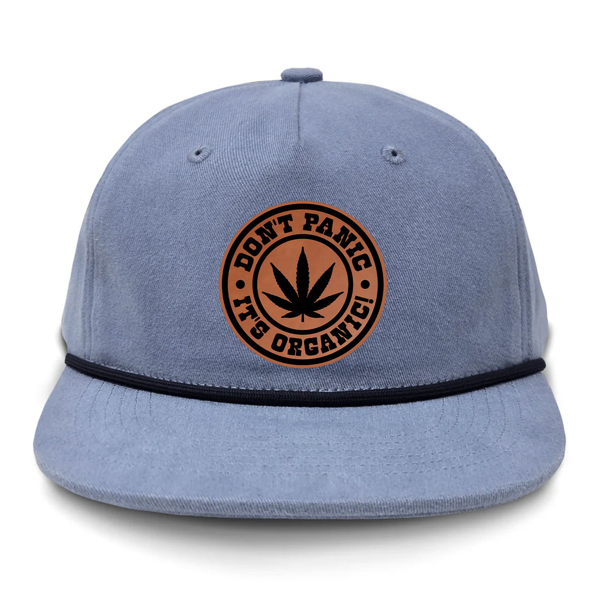 Don't Panic It's Organic Flat Bill Rope Leather Patch Hat