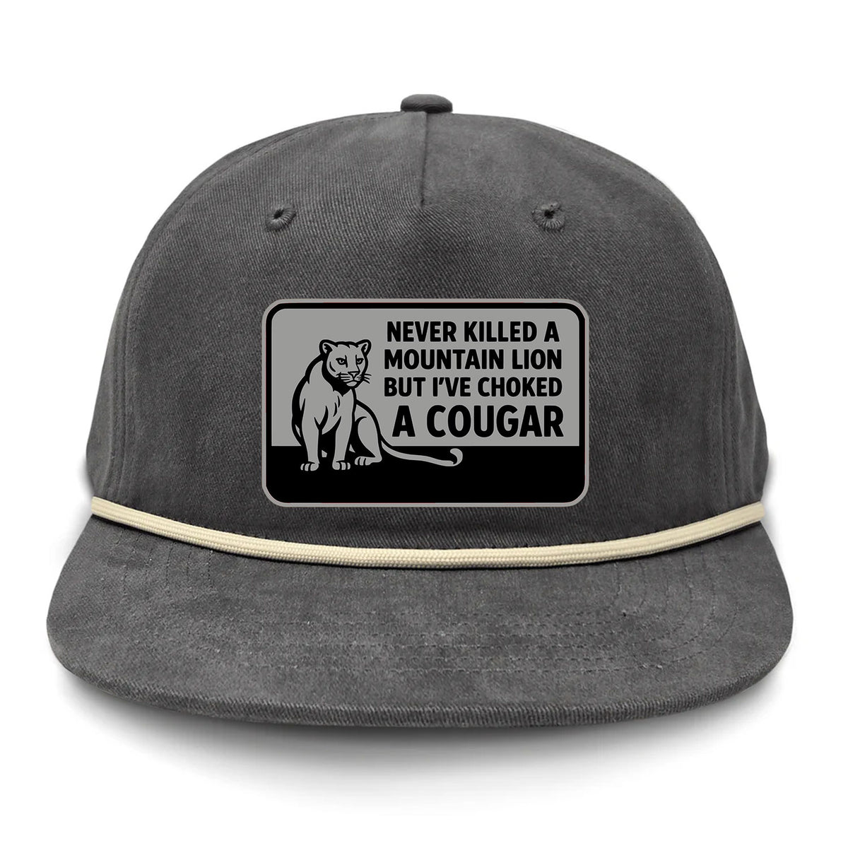 Choked A Cougar Flat Bill Rope Leather Patch Hat