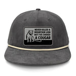 Choked A Cougar Flat Bill Rope Leather Patch Hat