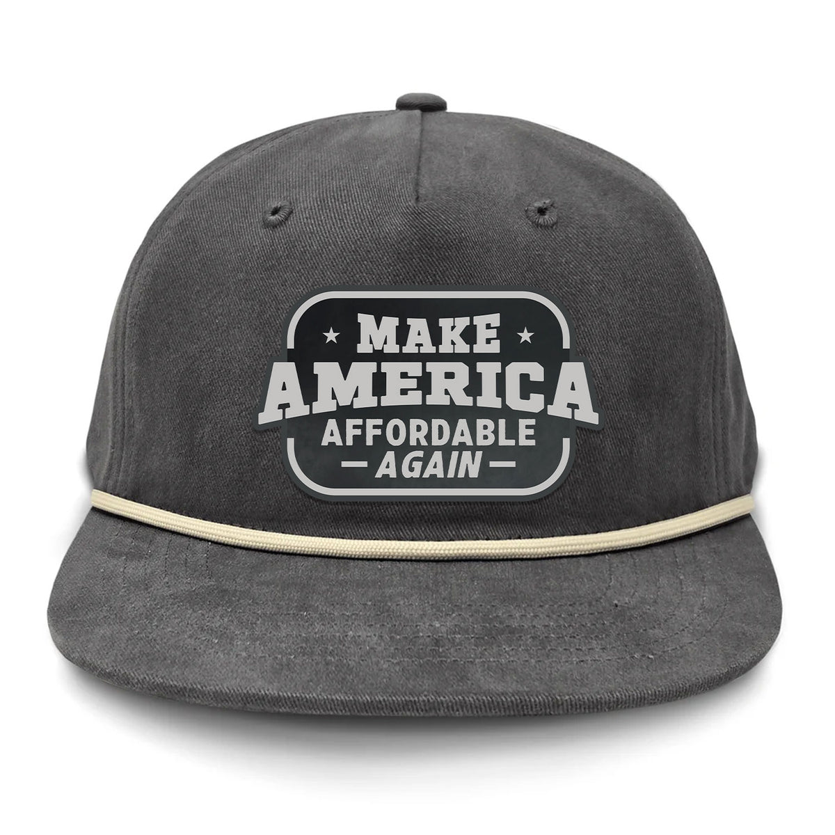 Make America Affordable Again Flat Bill Rope Leather Patch Hat