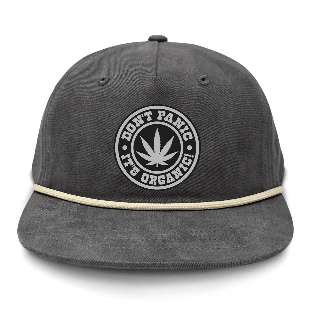 Don't Panic It's Organic Flat Bill Rope Leather Patch Hat