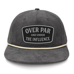 Over Par And Under The Influence Flat Bill Rope Leather Patch Hat