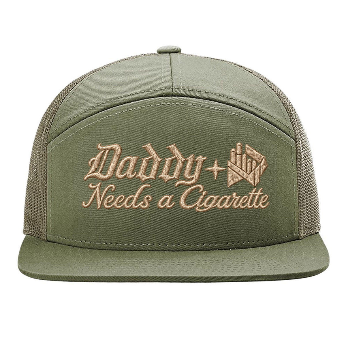 Daddy Needs A Cig Embroidered 7 Panel Hat