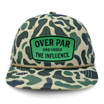 Over Par And Under The Influence Flat Bill Rope Leather Patch Hat