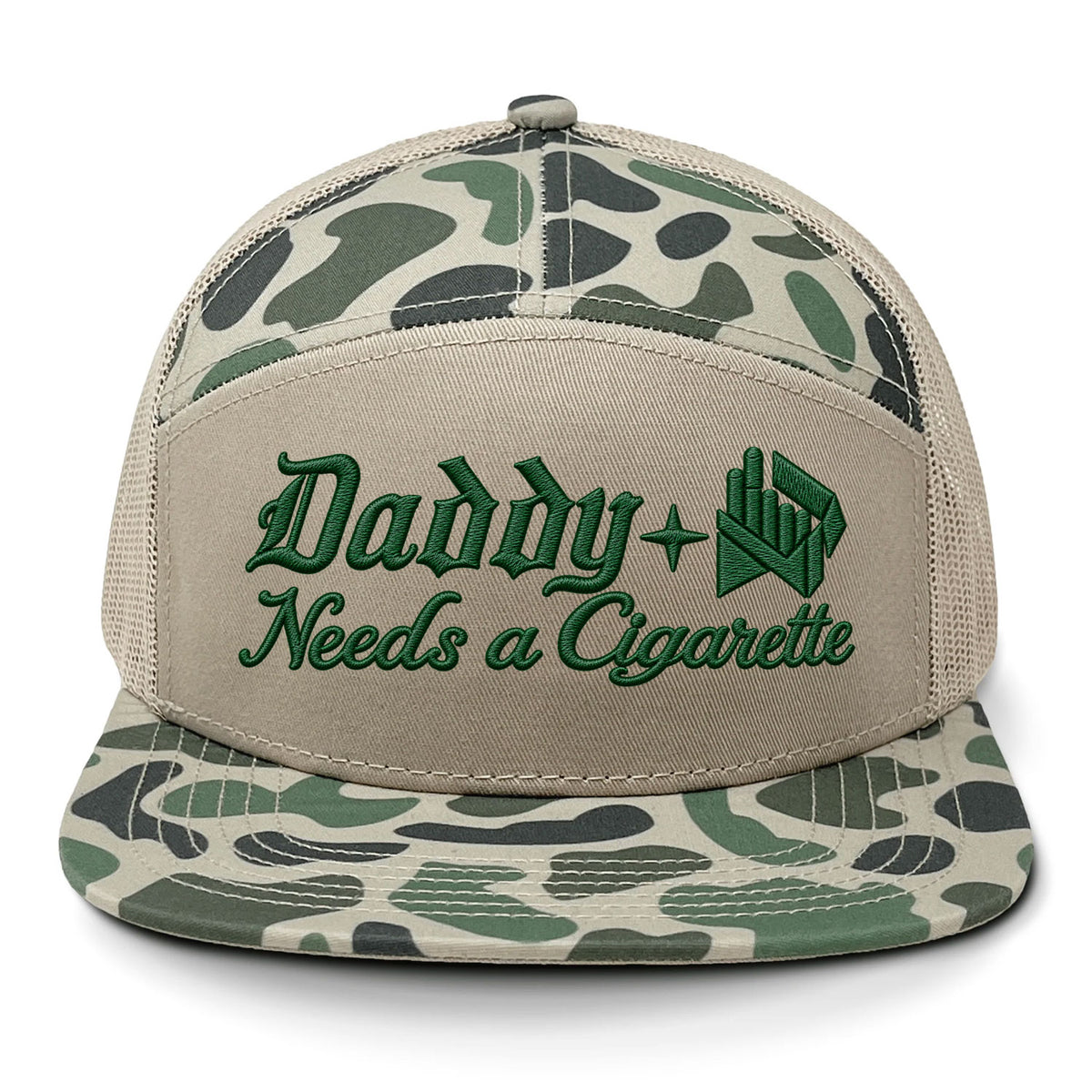 Daddy Needs A Cig Embroidered 7 Panel Hat