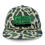 Choked A Cougar Flat Bill Rope Leather Patch Hat