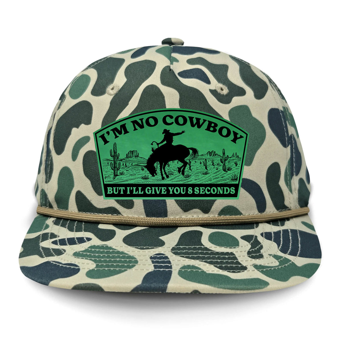 I'm NoCowboy Flat Bill Rope Leather Patch Hat