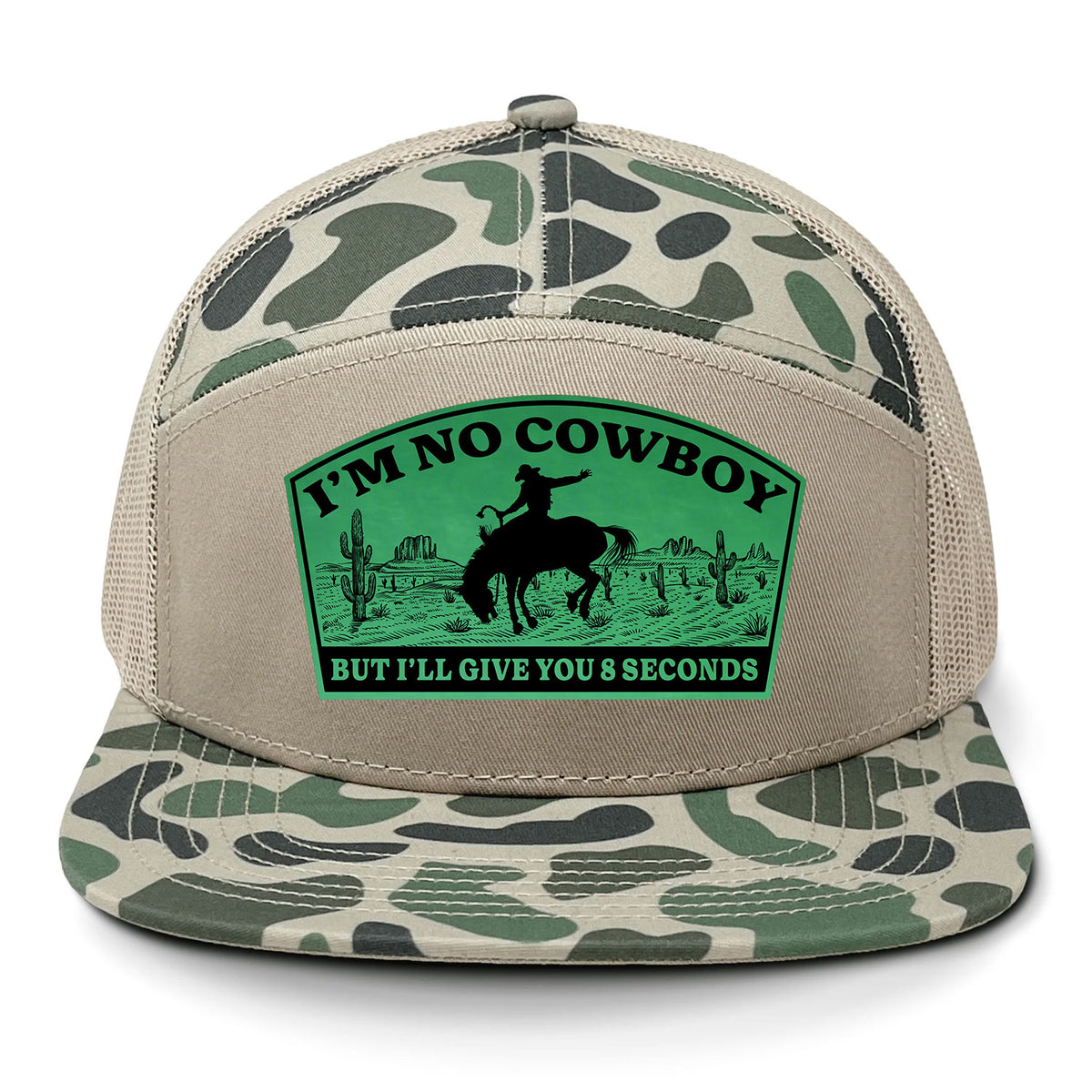 I'm No Cowboy 7 Panel Hat