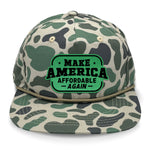 Make America Affordable Again Flat Bill Rope Leather Patch Hat - Marsh