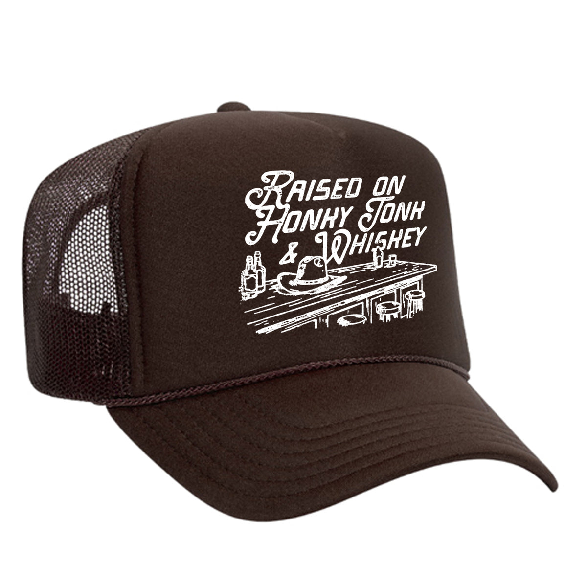 Raised On Honky Tonk & Whiskey Foam Trucker Hat