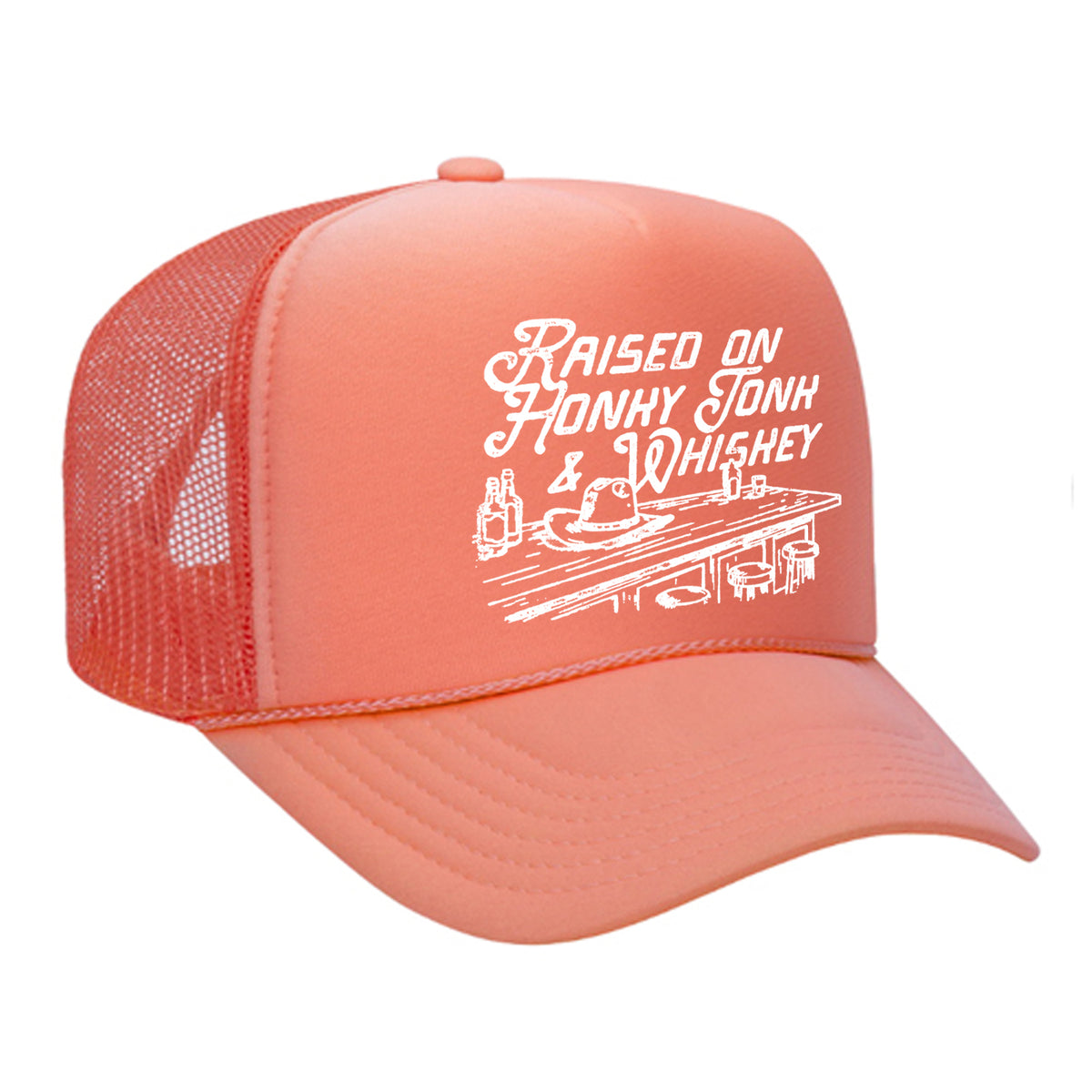 Raised On Honky Tonk & Whiskey Foam Trucker Hat