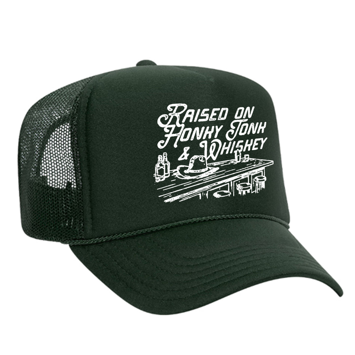 Raised On Honky Tonk & Whiskey Foam Trucker Hat