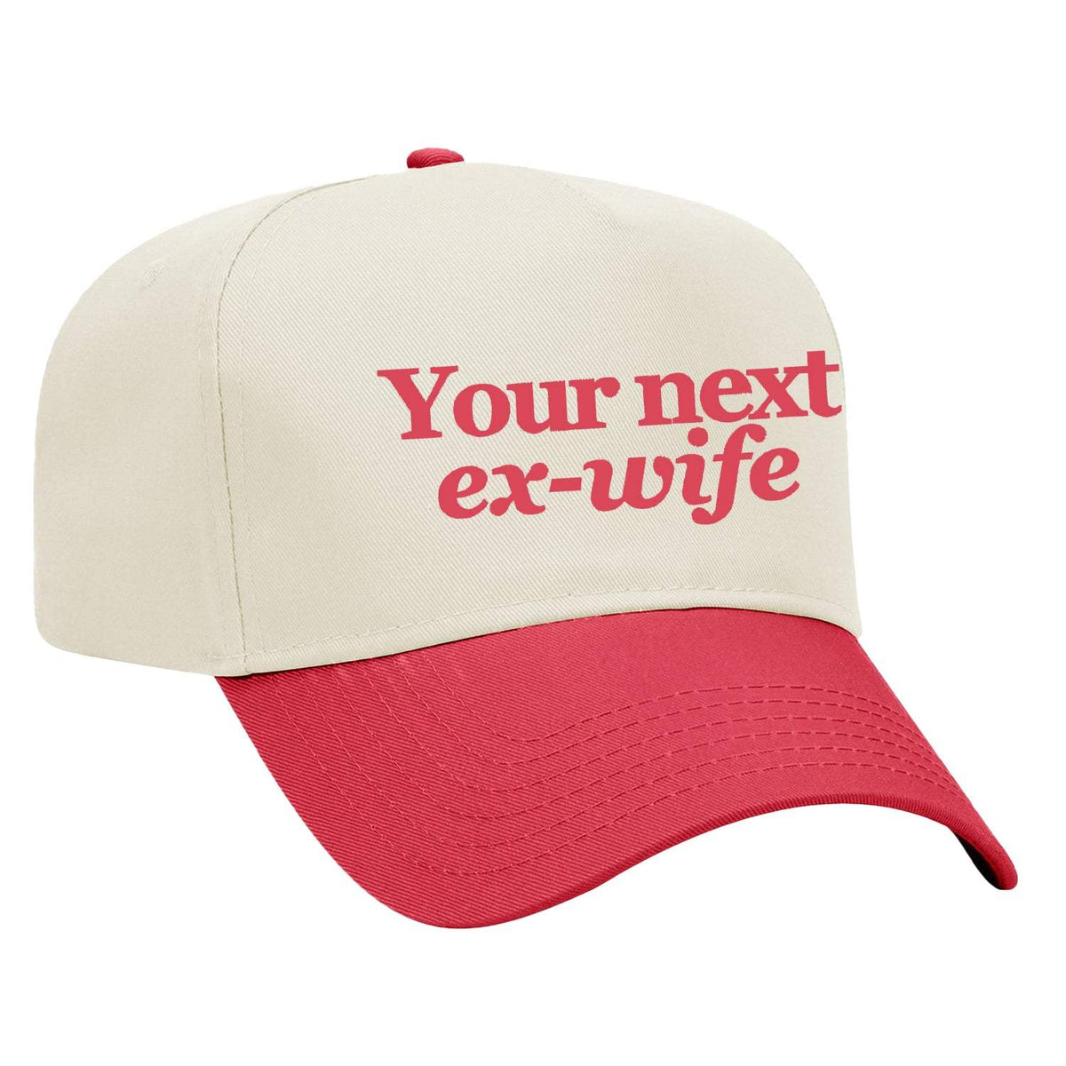 Your Next Ex-Wife Embroidered Hat - Natural / Red