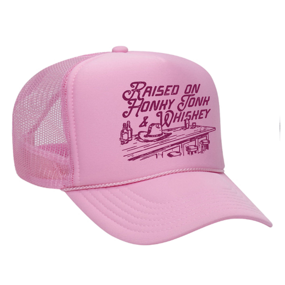 Raised On Honky Tonk & Whiskey Foam Trucker Hat