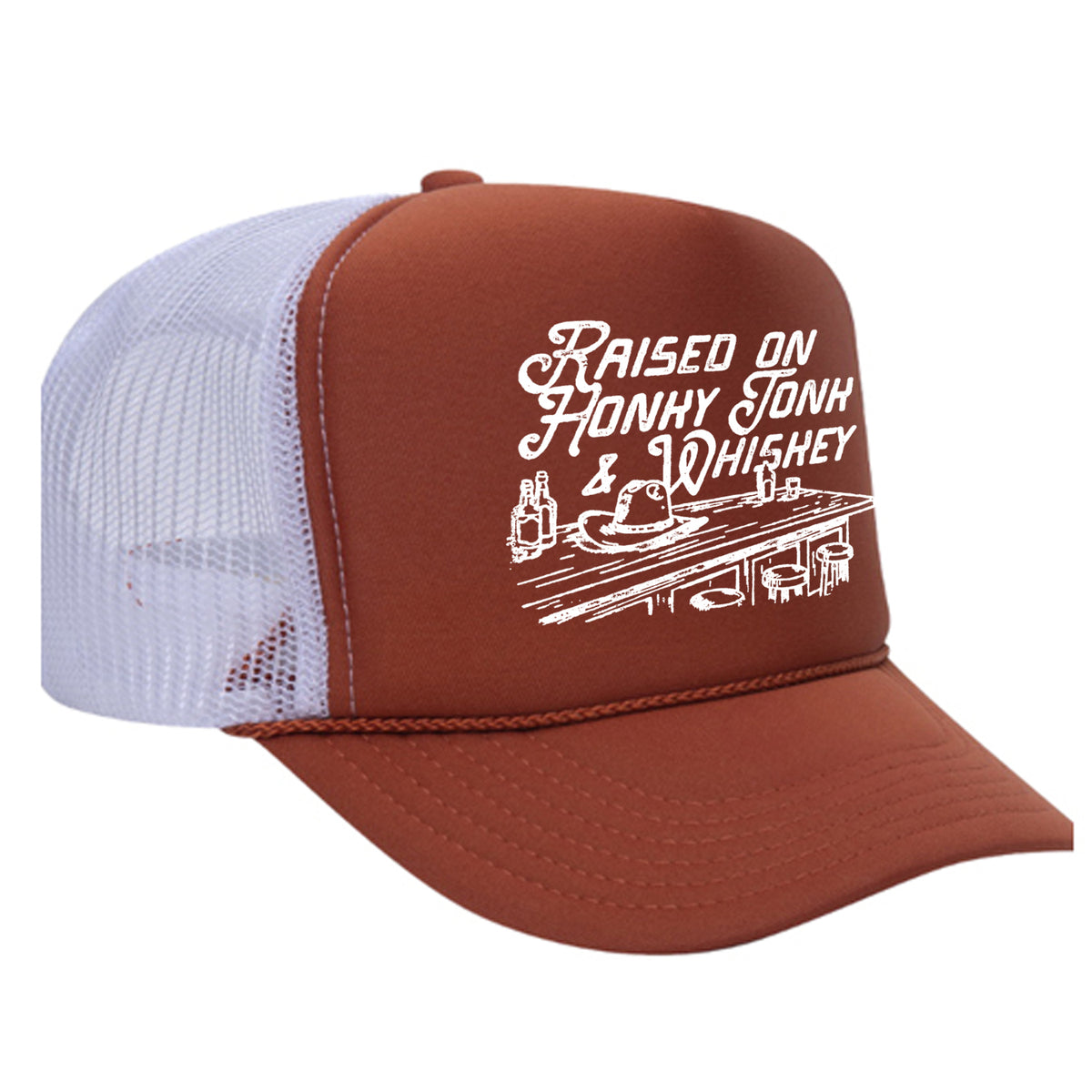 Raised On Honky Tonk & Whiskey Foam Trucker Hat