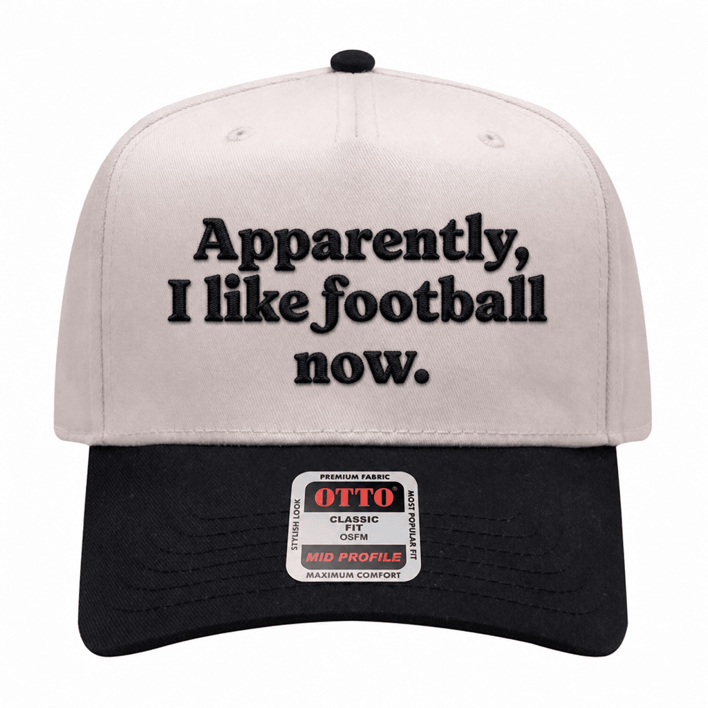 Apparently, I Like Football Embroidered Hat - Natural / Black