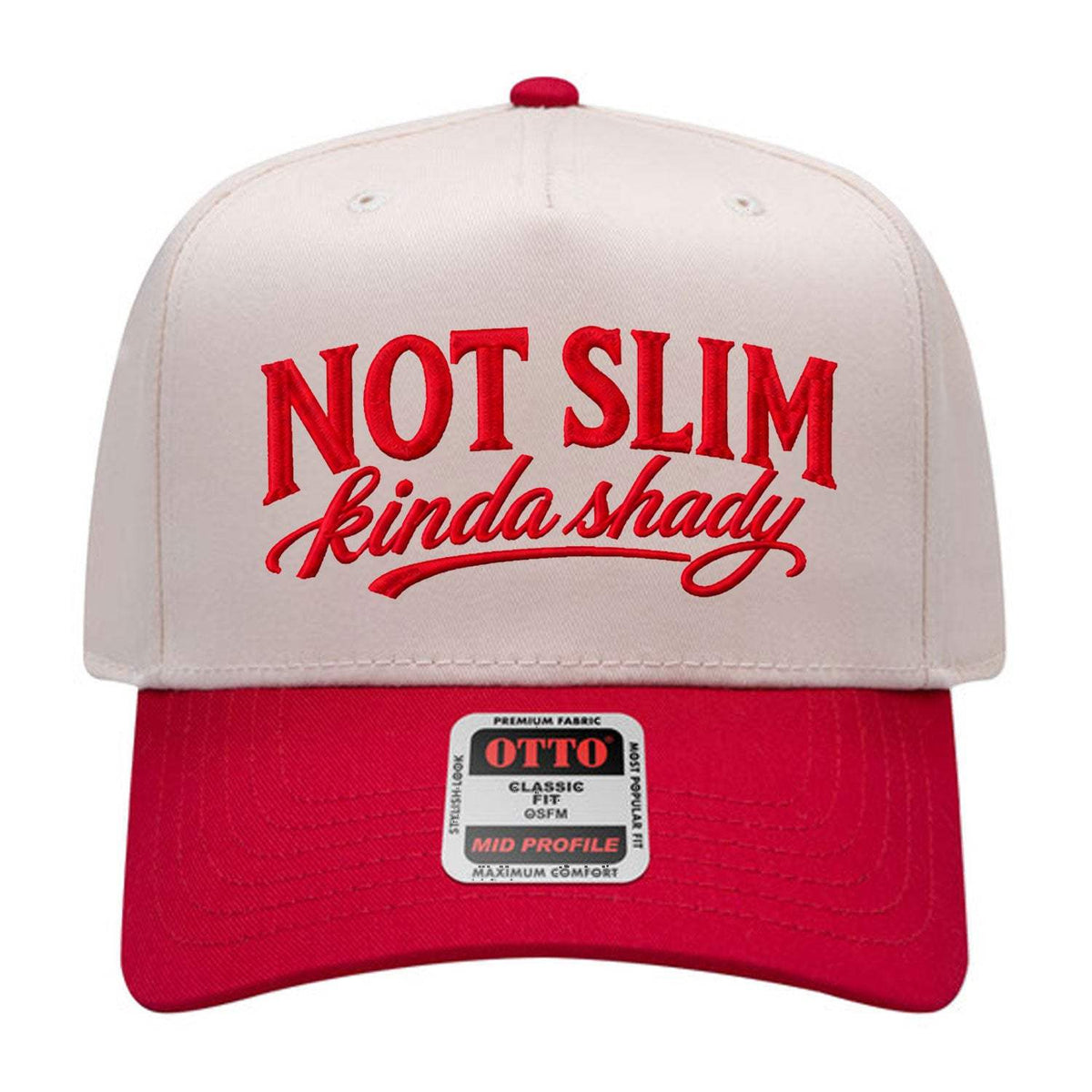 Not Slim Kinda Shady Embroidered Hat - Natural / Red