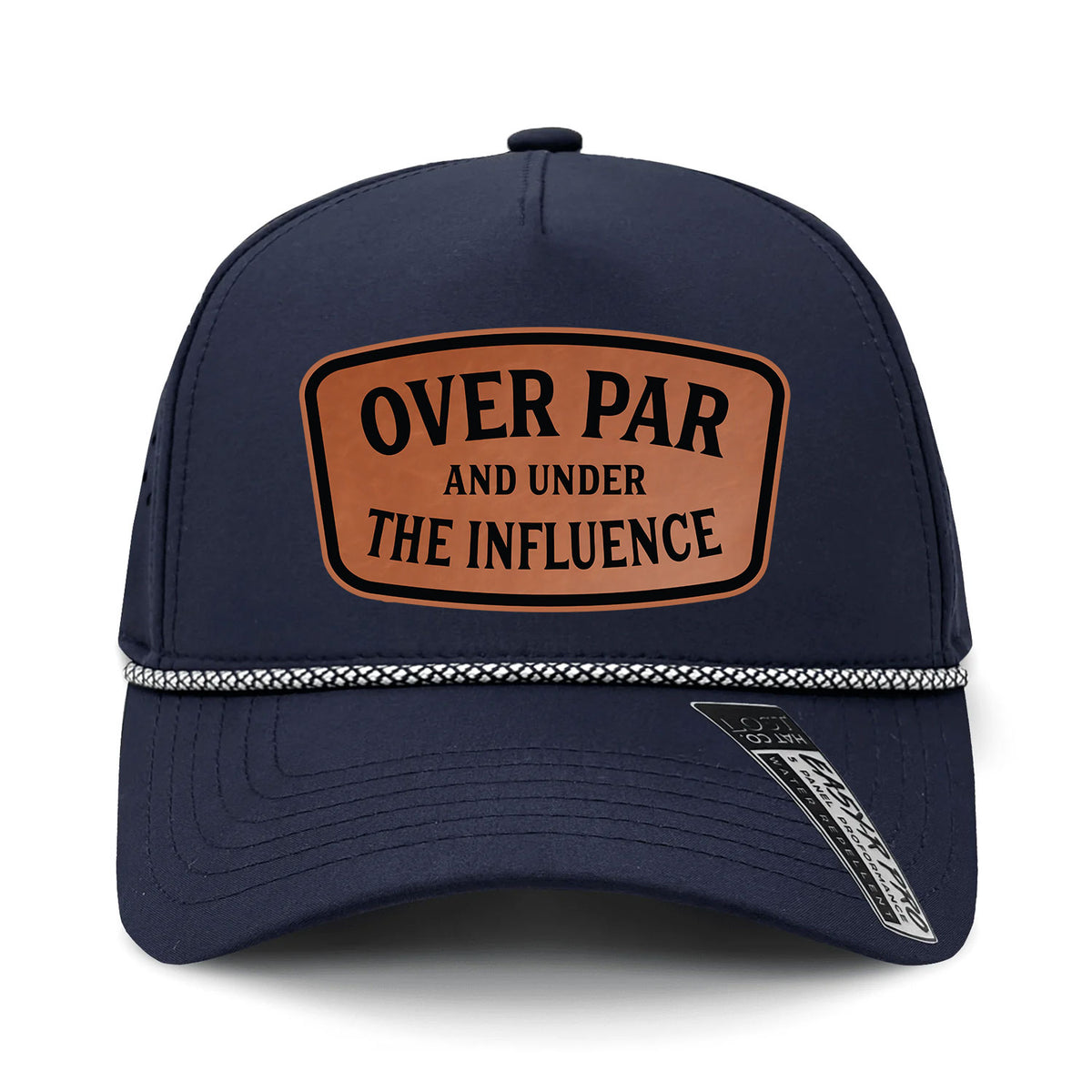 Over Par And Under The Influence Performance Leather Patch Hat