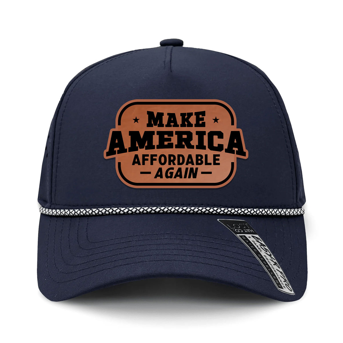 Make America Affordable Again Performance Leather Patch Hat - Navy