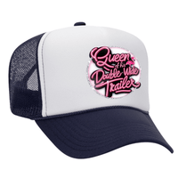 Queen Of His Double Wide Foam Trucker Hat - Navy / White