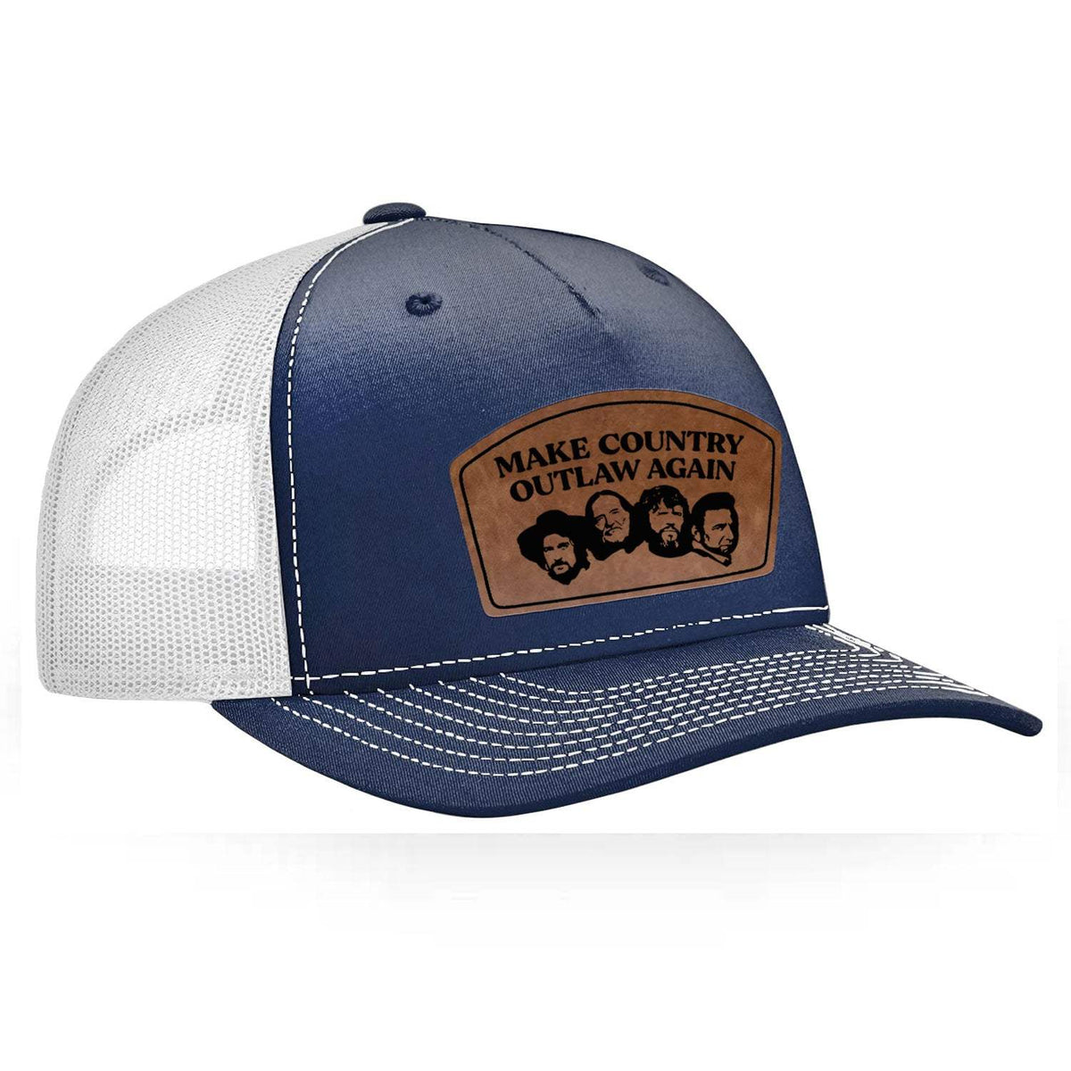 Make Country Outlaw Again Leather Patch Hat - Navy / White