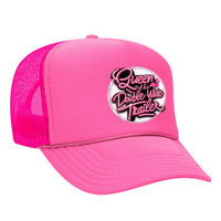 Queen Of His Double Wide Foam Trucker Hat - Neon Pink