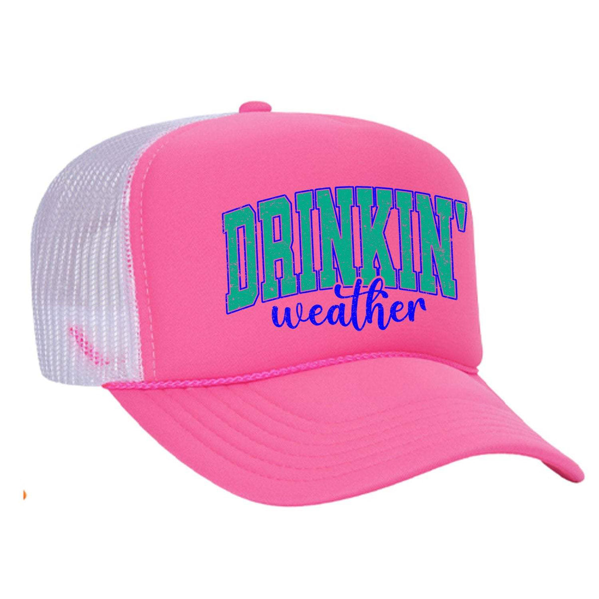 Drinkin' Weather Foam Trucker Hat - Neon Pink / White
