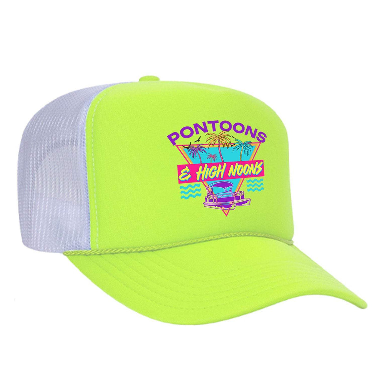 Pontoons and High Noons Foam Trucker Hat - Neon Yellow / White