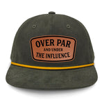 Over Par And Under The Influence Flat Bill Rope Leather Patch Hat
