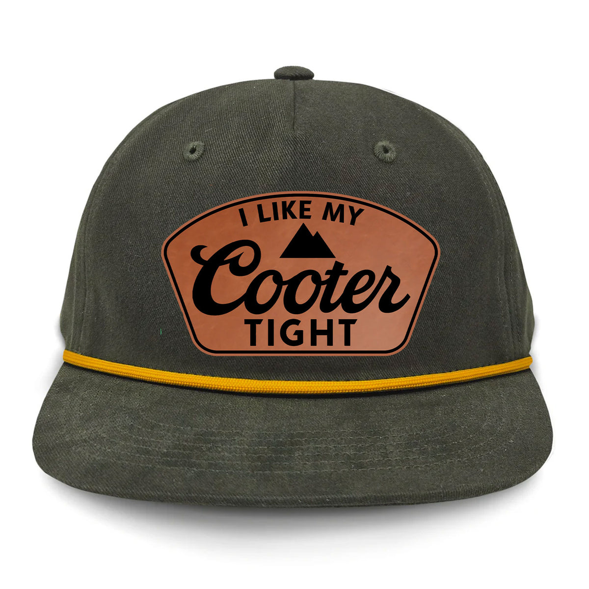 I Like My Cooter Tight Flat Bill Rope Leather Patch Hat