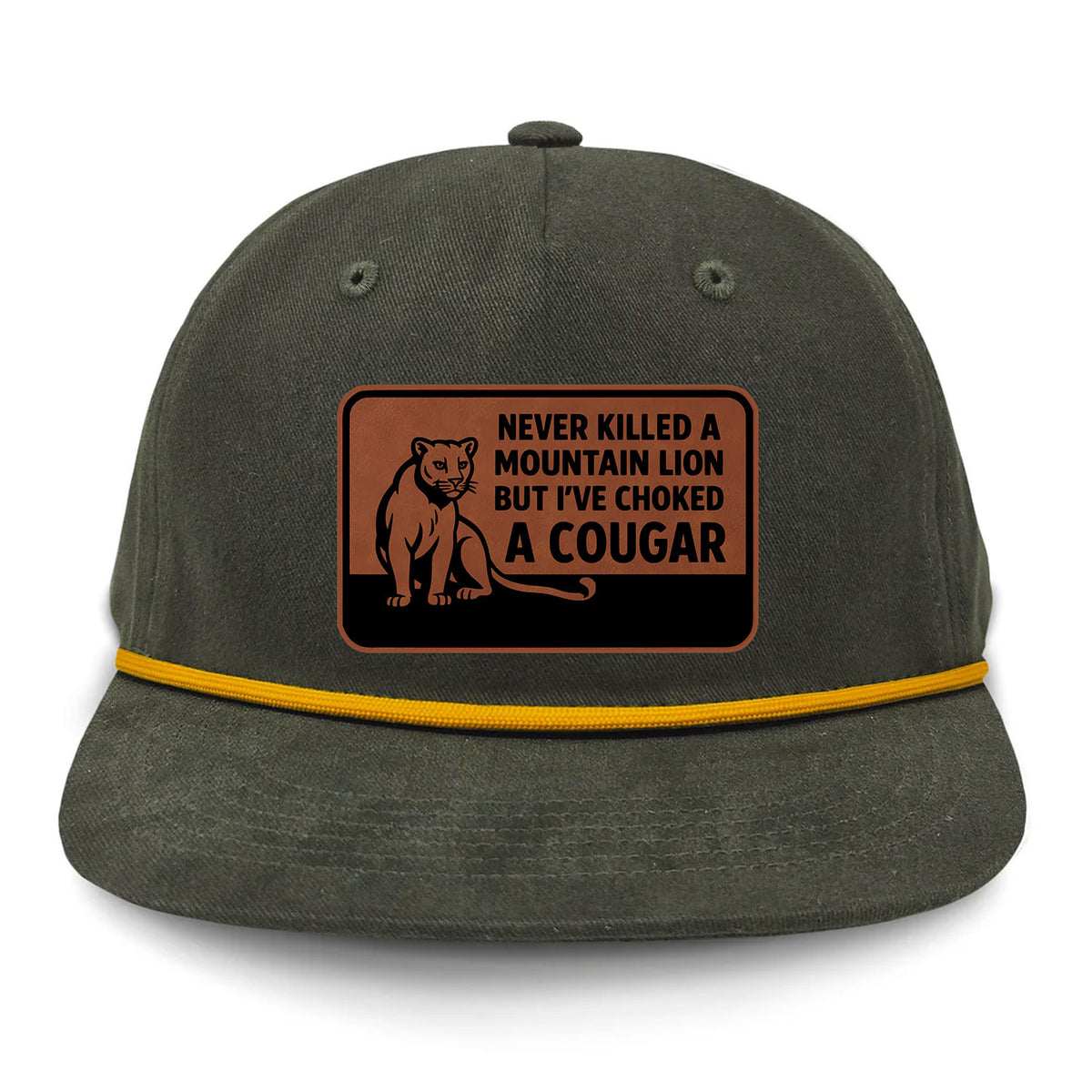 Choked A Cougar Flat Bill Rope Leather Patch Hat