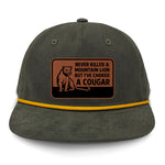 Choked A Cougar Flat Bill Rope Leather Patch Hat