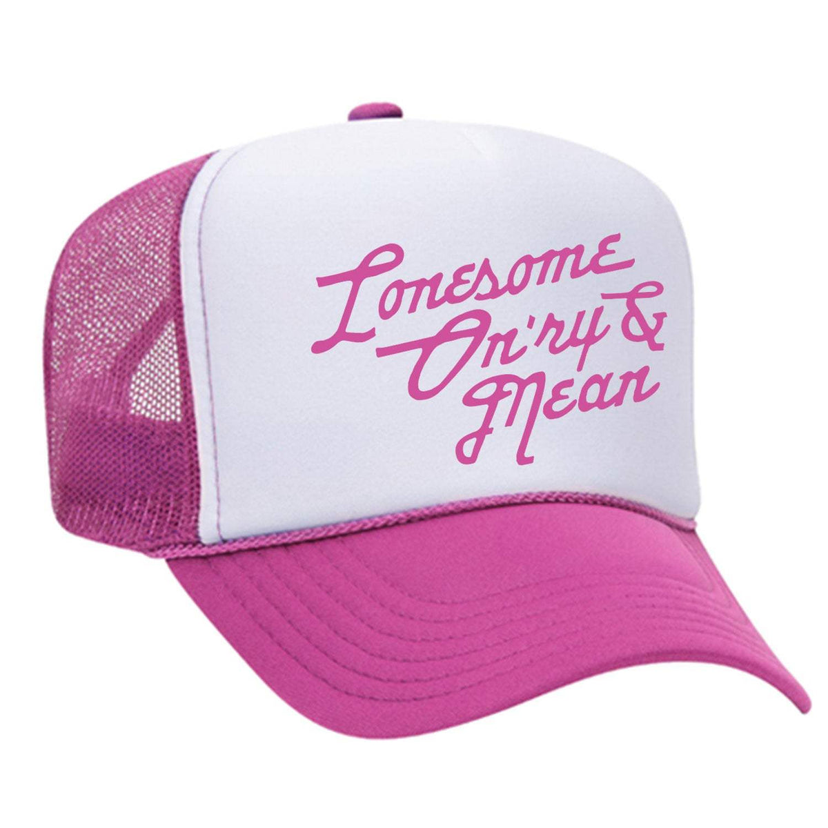 Lonesome, On'ry & Mean Foam Trucker Hat - Pink / White