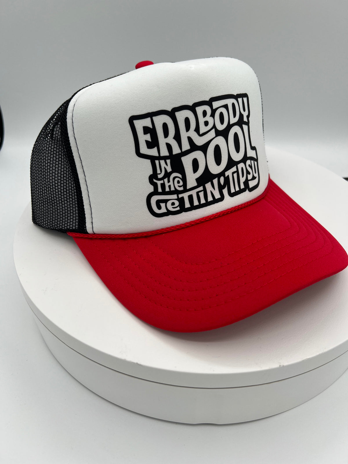 Errbody In The Pool Gettin' Tipsy Foam Trucker Hat-Red/White/Black-Sale