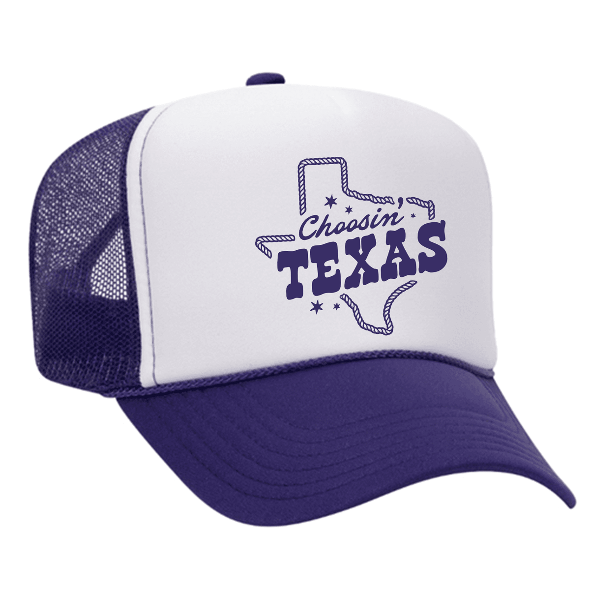 Choosin' Texas Foam Trucker Hat - Purple / White