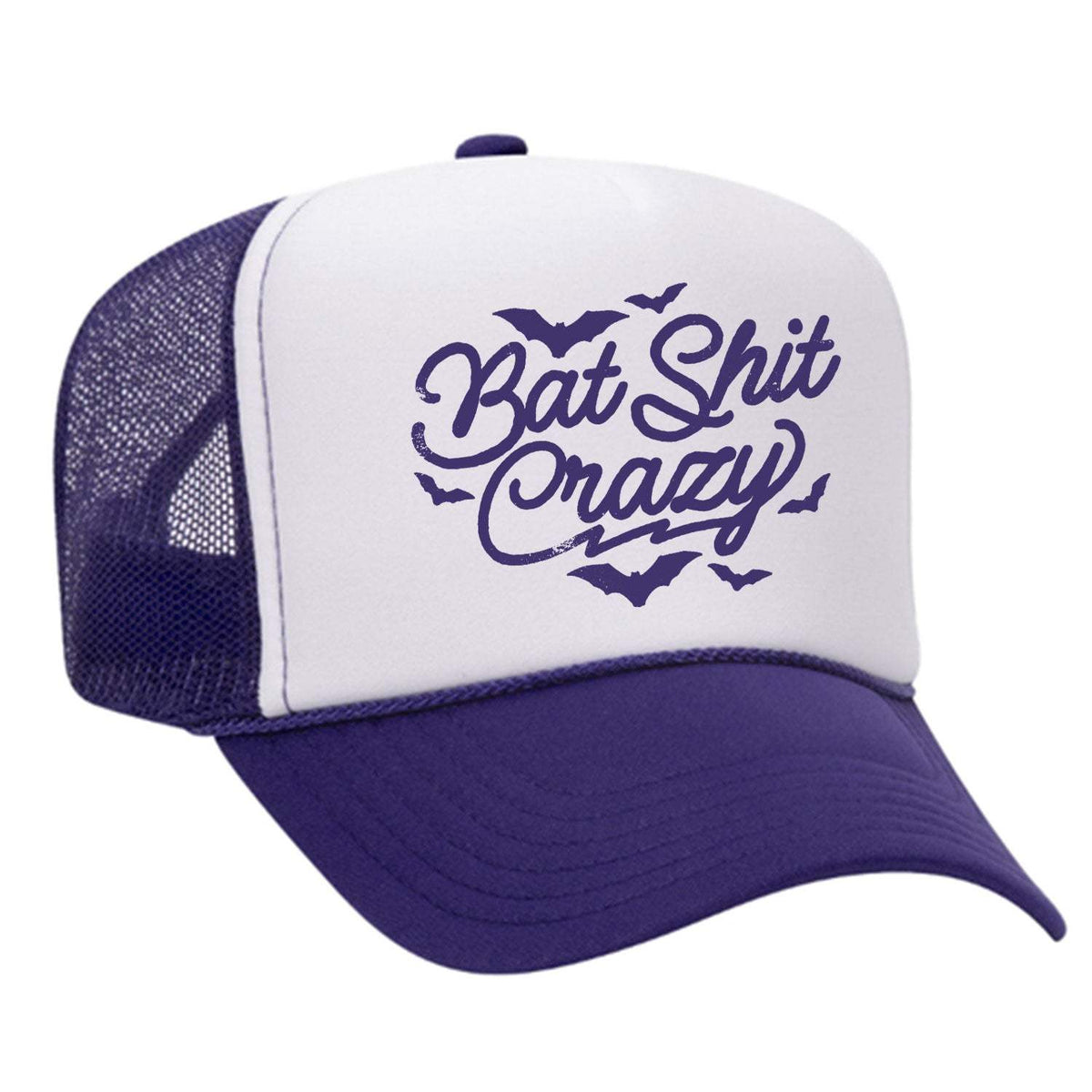 Bat Shit Crazy Foam Trucker Hat - Purple / White